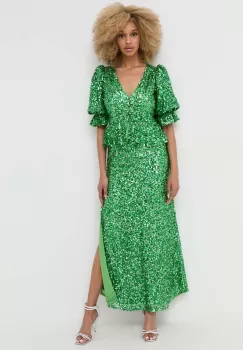 Notes du Nord rochie culoarea verde, maxi, drept imagine