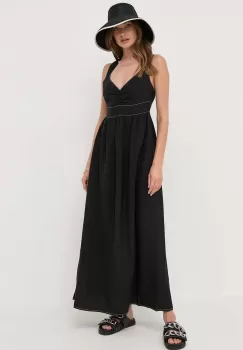 Notes du Nord rochie din amestec de in culoarea negru, maxi, drept imagine