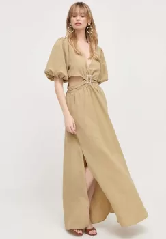 Notes du Nord rochie din amestec de in culoarea verde, maxi, evazati imagine