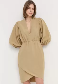 Notes du Nord rochie din amestec de in culoarea verde, mini, drept imagine