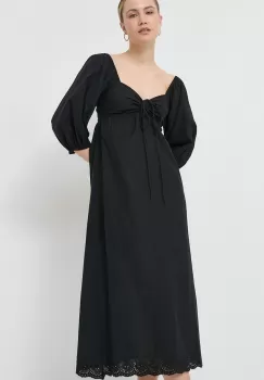 Notes du Nord rochie din bumbac Filippa culoarea negru, maxi, evazati imagine