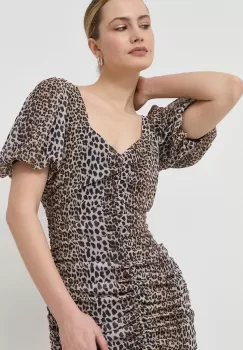 Notes du Nord rochie Fabiola culoarea maro, mini, mulata imagine