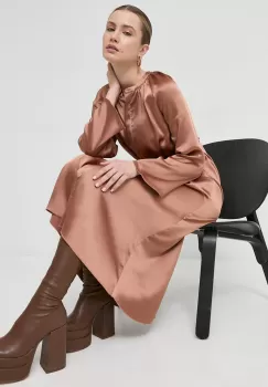 Notes du Nord rochie Frances culoarea maro, midi, oversize imagine