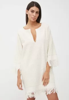 OAS rochie din bumbac culoarea bej, mini, oversize imagine