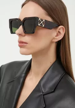 Off-White ochelari de soare femei, culoarea maro, OERI128_556055 imagine