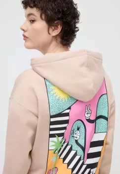 On Vacation bluza Another Day in Paradise culoarea bej, cu gluga, cu imprimeu, OVC LH34 imagine