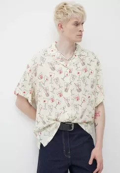 On Vacation camasa barbati, culoarea bej, relaxed, OVC SH13 imagine