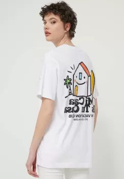 On Vacation tricou din bumbac Mi Casa culoarea alb, cu imprimeu, OVC T149 imagine