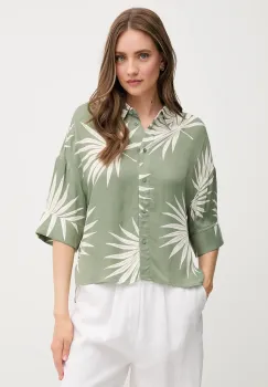 OUI camasa culoarea verde, cu guler clasic, relaxed, 92929 imagine