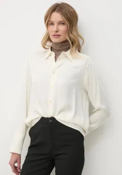 OUI camasa femei, culoarea bej, cu guler clasic, regular, 89890 imagine