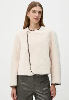 OUI geaca femei, culoarea bej, de tranzitie, oversize, 88997 imagine