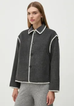 OUI geaca femei, culoarea gri, de tranzitie, oversize, 88859 imagine