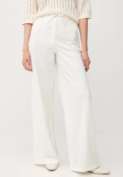 OUI pantaloni culoarea alb, lat, high waist, 92027 imagine