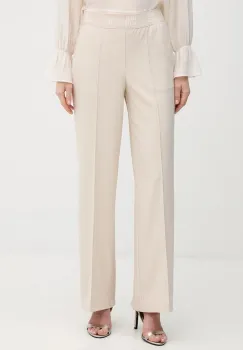 OUI pantaloni culoarea bej, drept, high waist, 91737 imagine