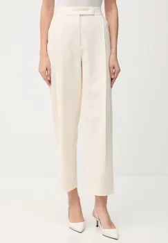 OUI pantaloni culoarea bej, fason tigareta, high waist, 85747 imagine