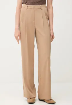 OUI pantaloni culoarea bej, lat, high waist, 93766 imagine