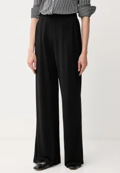 OUI pantaloni culoarea negru, lat, high waist, 93781 imagine