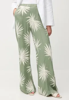OUI pantaloni culoarea verde, drept, high waist, 92813 imagine