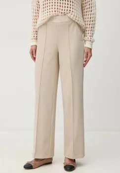 OUI pantaloni femei, culoarea bej, lat, high waist, 90598 imagine