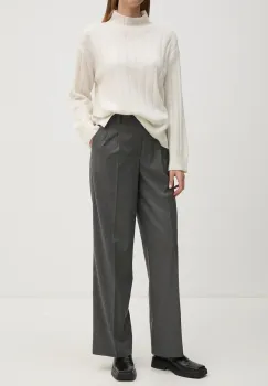 OUI pantaloni femei, culoarea gri, lat, high waist, 89782 imagine