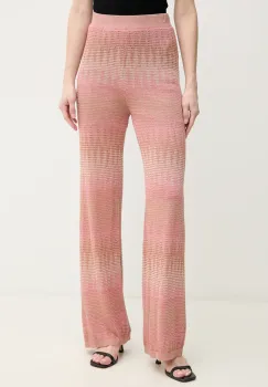 OUI pantaloni femei, culoarea roz, drept, high waist, 92116 imagine