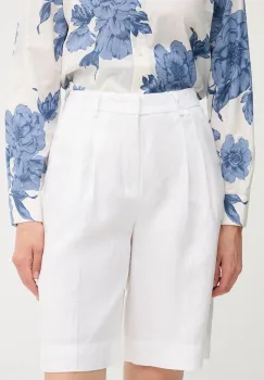 OUI pantaloni scurti din in culoarea alb, neted, high waist, 92922 imagine