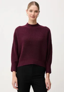 OUI pulover din amestec de lana culoarea bordo, cu guler, 94268 imagine