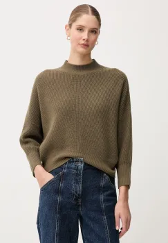 OUI pulover din amestec de lana culoarea verde, cu guler, 94268 imagine