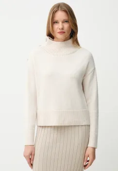 OUI pulover din amestec de lana femei, culoarea bej, cu turtleneck, 89178 imagine