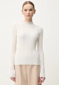 OUI pulover femei, culoarea bej, light, cu turtleneck, 92224 imagine