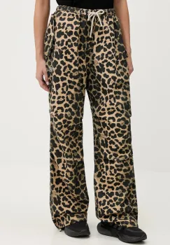 P.E Nation pantaloni de bumbac culoarea maro, lat, high waist, 253P147 imagine