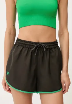 P.E Nation pantaloni scurti de antrenament Academy culoarea negru, uni, high waist, 252S056 imagine