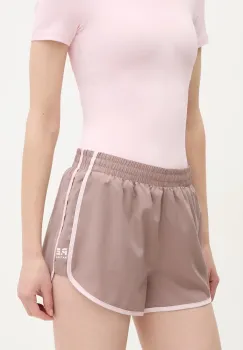 P.E Nation pantaloni scurti de antrenament Preset culoarea maro, cu imprimeu, high waist, 243S252 imagine