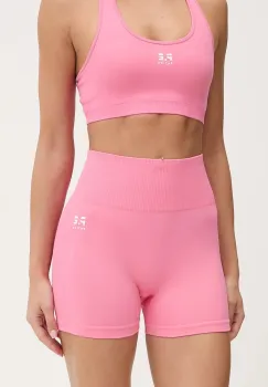 P.E Nation pantaloni scurti de antrenament Solace Seamless 3 culoarea roz, uni, high waist, 244S223 imagine