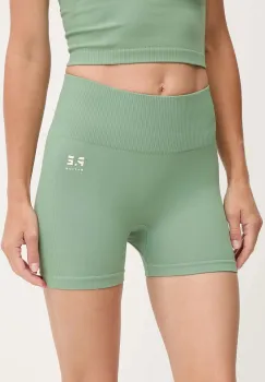P.E Nation pantaloni scurti de antrenament Solace Seamless 3 culoarea turcoaz, uni, high waist, 244S223 imagine