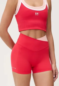 P.E Nation pantaloni scurti de antrenament Wander 3 culoarea roz, cu imprimeu, high waist, 254S038 imagine