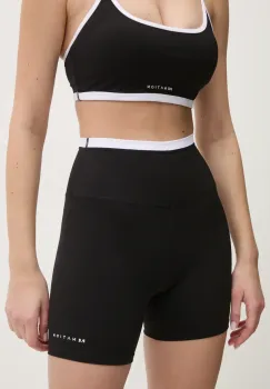 P.E Nation pantaloni scurti Stellar femei, culoarea negru, uni, high waist, 251S187 imagine
