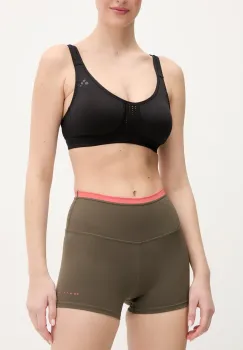 P.E Nation pantaloni scurti Vita femei, culoarea verde, cu imprimeu, high waist, 243S432 imagine