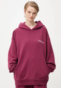 Pangaia hanorac de bumbac culoarea bordo, cu gluga, uni, 10000180 imagine
