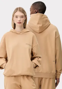 Pangaia hanorac de bumbac culoarea maro, cu gluga, cu imprimeu imagine