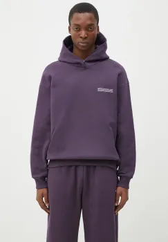 Pangaia hanorac de bumbac culoarea violet, cu gluga, cu imprimeu, 10001740 imagine