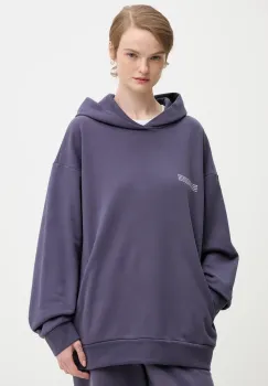 Pangaia hanorac de bumbac culoarea violet, cu gluga, uni, 10000180 imagine