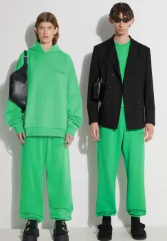 Pangaia pantaloni de trening din bumbac culoarea verde, uni imagine