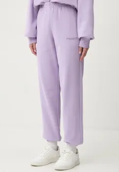 Pangaia pantaloni de trening din bumbac culoarea violet, neted imagine
