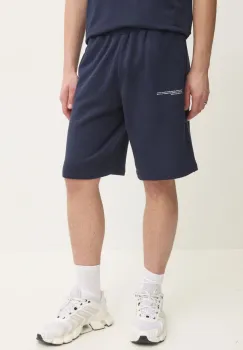 Pangaia pantaloni scurti din bumbac culoarea albastru marin, neted imagine