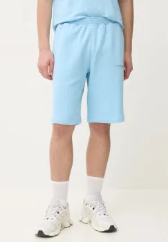 Pangaia pantaloni scurti din bumbac culoarea turcoaz, neted imagine
