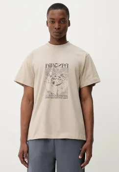 Pangaia tricou din bumbac culoarea bej, cu imprimeu, 10002434 imagine