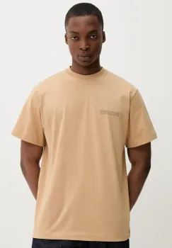 Pangaia tricou din bumbac culoarea maro, cu imprimeu imagine