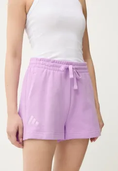 pantaloni scurti din bumbac ALL SZN culoarea violet, uni, high waist, JD4735 imagine