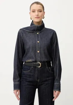 Patou camasa jeans culoarea bleumarin, cu guler clasic, regular, BL0450224 imagine
